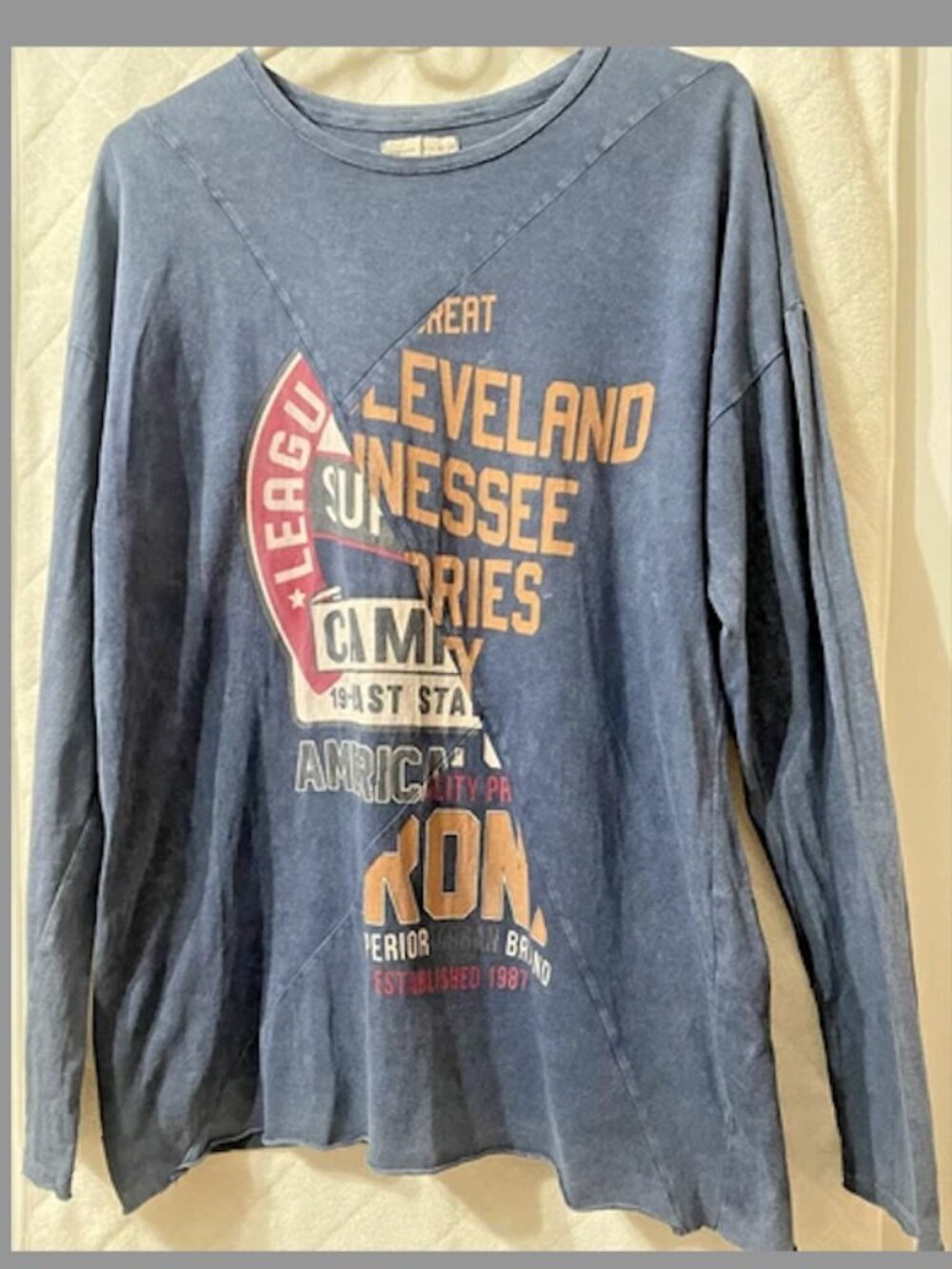 Zara Boys Distressed Patchwork Graphic Long Sleeve T-Shirt Size 13-14 Yrs